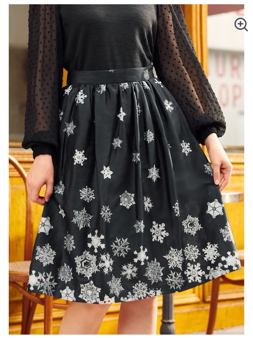 NWT ModCloth Falling For Winter A-Line Skirt - Black Snowflake
